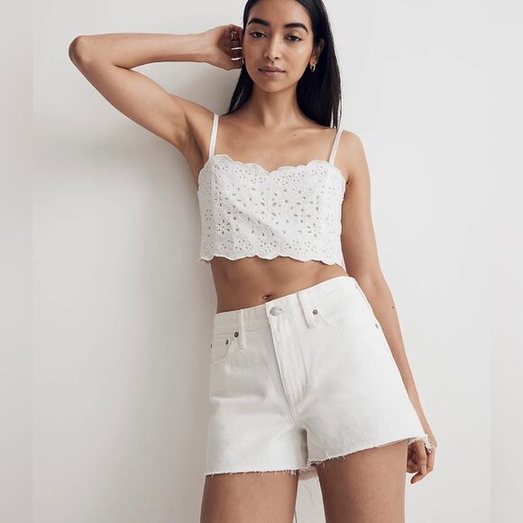 Madewell Relaxed Denim Shorts in White Size 29 New Cut Off High Rise - Picture 1 of 8